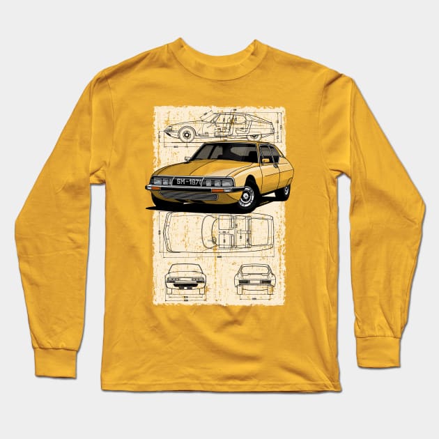 My drawing of the classic French Gran Turismo Long Sleeve T-Shirt by jaagdesign